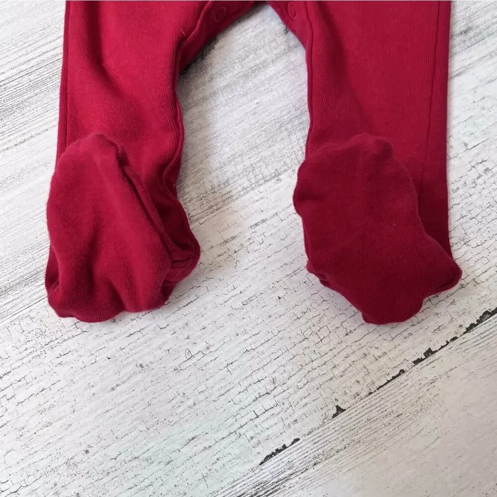 Pottery Barn Sleeper 3-6M Red My First Christmas One Piece Footed Holiday